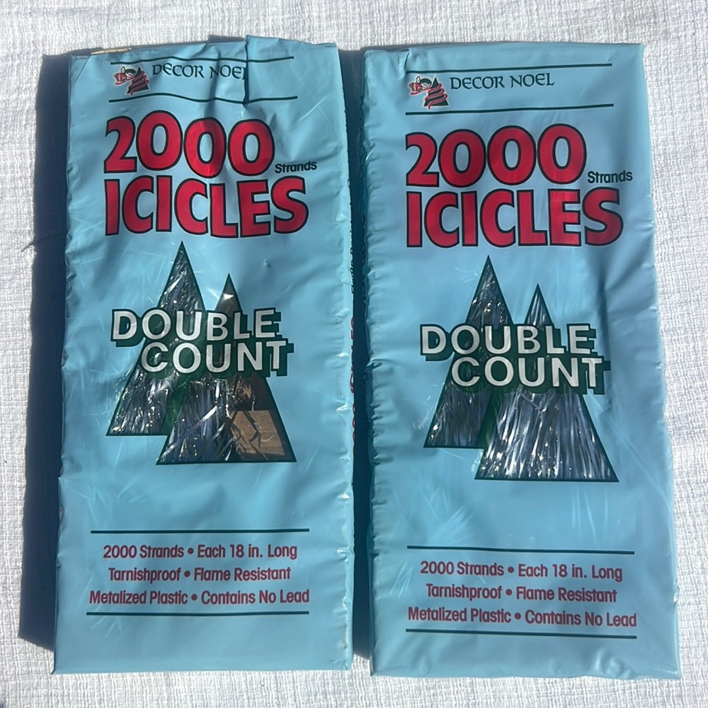 2 Vintage Christmas Icicles Packages Decor Noel 2000 Strands Holiday.